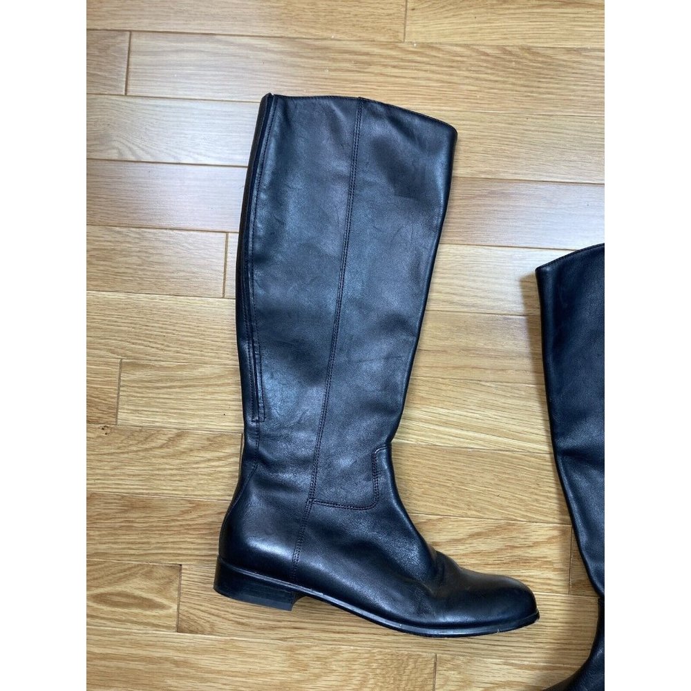 *Corso Cormo Tall Riding Boots Womens 6 Black Leather Tall Zip Low Block Heel - Picture 5 of 11